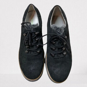 Waldlaufer Hanah Hitomi Black‎ Shimmer Suede Lace-up Walking Shoe, UK 4 US 6.5